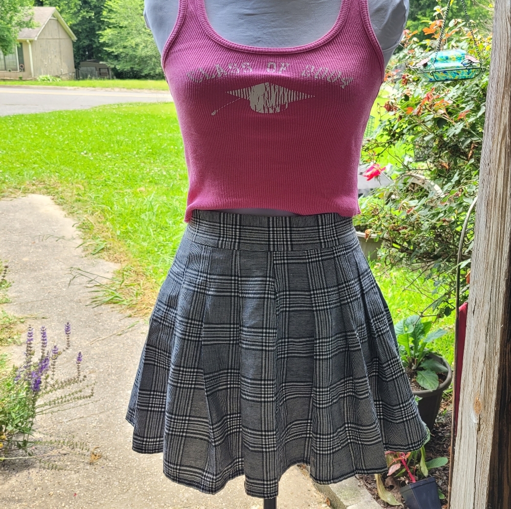 CLEANOUT SALE Gingham Mini Skater Skirt